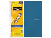 Mead Five Star Wirebound Notebook College Rule 3 hole Punch 5 Subject 200 Sheets per Pad