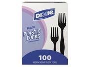 Dixie Plastic Cutlery Heavy Mediumweight Forks Black 100 per Box 1 000 ct.