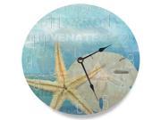 Beach Starfish Light Blue Typography Clock