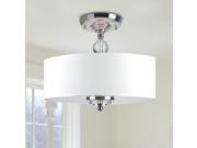 Crystal Decorated Off White Shade Flushmount Ceiling Chandelier