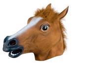 Realistic Brown Horse Mask Full Face Rubber Latex with Faux Fur Costume Mask