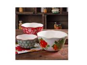The Pioneer Woman Poinsettia 3 Piece Scalloped Edge Serving Bowl Set