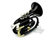 Sky Band Approved Black Lacquer Brass Bb Pocket Trumpet with Case Cloth Gloves and Valve Oil Guarantee Top Quality Sound Black