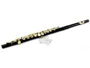 Sky Black Lacquer Gold Keys Open Hole C Flute with 1 Year Manufacturer Warranty Guarantee Top Quality Sound with Lightweight Case Cleaning Rod Cloth Joint G
