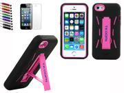 TKF Hybrid Heavy Duty Hard Soft Skin Case Cover with Stand for Apple iPhone 5 5S 5C Film Stylus Cloth