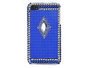 Bling Grid Rhinestone Hard Plastic Case Cover for iPhone 4S 4G Blue
