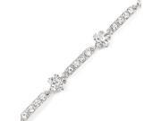 Glamorousky High Quality Silver Flower Bracelet with Silver Swarovski Element Crystals Length 16.5cm About 6.5 inch