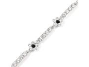 Glamorousky High Quality Flower Bracelet with Black and Silver Swarovski Element Crystals Length 16.5cm About 6.5 inch