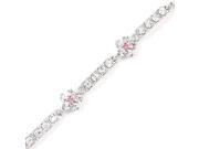Glamorousky High Quality Flower Bracelet with Pink and Silver Swarovski Element Crystals Length 16.5cm About 6.5 inch