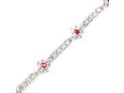 Glamorousky High Quality Flower Bracelet with Red and Silver Swarovski Element Crystals Length 16.5cm About 6.5 inch