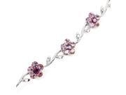 Glamorousky High Quality Purple Flower Bracelet with Purple Swarovski Element Crystals Length 17cm About 6.7 inch