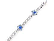 Glamorousky High Quality Flower Bracelet with Blue and Silver Swarovski Element Crystals Length 16.5cm About 6.5 inch