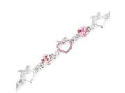 Glamorousky High Quality Heart Shape Apple Bracelet with Pink CZ and Swarovski Element Crystals Length 22.5cm About 8.9 inch