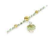 Glamorousky High Quality Fancy Bracelet with Strawberry Charm in Green and Yellow Swarovski Element Crystals Length 16.5cm About 6.5 inch
