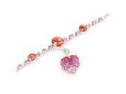 Glamorousky High Quality Fancy Bracelet with Strawberry Charm in Pink Swarovski Element Crystals Length 16.5cm About 6.5 inch