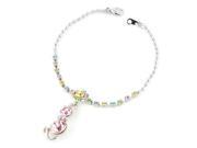 Glamorousky High Quality Dazzling Flower Bracelet with Cat Charm and Multi Color Swarovski Element Crystals Length 16.5cm About 6.5 inch
