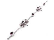 Glamorousky High Quality Elegant Dragonfly Bracelet with Purple Swarovski Element Crystal Length 22cm About 8.7 inch