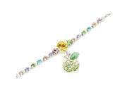 Glamorousky High Quality Fancy Bracelet with Green Apple Charm in Multi Color Swarovski Element Crystals Length 16.5cm About 6.5 inch