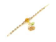 Glamorousky High Quality Fancy Bracelet with Golden Apple Charm in Orange and Silver Swarovski Element Crystals Length 16.5cm About 6.5 inch
