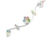 Glamorousky High Quality Flower and Wave Bracelet with Multi colour Swarovski Element Crystals Length 16.5cm About 6.5 inch