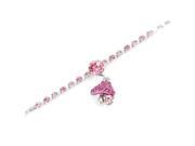 Glamorousky High Quality Fancy Bracelet with Mushroom Charm in Pink Swarovski Element Crystals Length 17cm About 6.7 inch