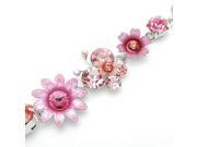 Glamorousky High Quality Flower and Butterfly Bracelet with Pink Swarovski Element Crystals Length 20cm About 7.9 inch