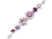 Glamorousky High Quality Flower and Butterfly Bracelet with Purple Swarovski Element Crystals Length 20cm About 7.9 inch