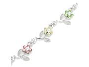 Glamorousky High Quality Leafy Flower Bracelet with Multi colour Swarovski Element Crystals Length 17cm About 6.7 inch