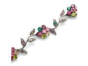 Glamorousky High Quality Leafy Flower Bracelet with Multi colour Swarovski Element Crystals Length 23cm About 9.1 inch