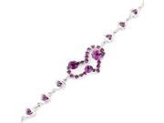 Glamorousky High Quality Genuine Love Heart Shape Bracelet with Purple Swarovski Element Crystals and CZ Beads Length 19cm About 7.5 inch