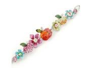 Glamorousky High Quality Apple and Flower Bracelet with Multi Color Swarovski Element Crystals Length 20cm About 7.9 inch