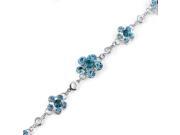 Glamorousky High Quality Gracious Flower Bracelet with Blue Swarovski Element Crystal Length 20cm About 7.9 inch