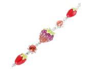 Glamorousky High Quality Dreamy Strawberry Bracelet with Pink and Red Swarovski Element Crystals Length 20cm About 7.9 inch