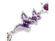 Glamorousky High Quality Danicng Butterflies in Flowers Bracelet with Purple CZ and Swarovski Element Crystals Length 23cm About 9.1 inch