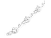 Glamorousky High Quality Silver Flower Bracelet with Silver Swarovski Element Crystals Length 17cm About 6.7 inch