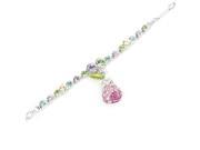 Glamorousky High Quality Fancy Bracelet with Pear Charm in Multi Color Swarovski Element Crystals Length 17cm About 6.7 inch