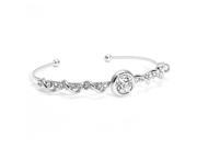 Glamorousky High Quality Wired Bangle with Silver Swarovski Element Crystals and CZ Beads
