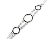 Glamorousky High Quality Elegant Bracelet with Silver and Black Swarovski Element Crystals