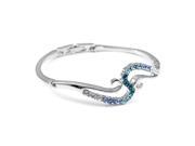 Glamorousky High Quality Elegant Bangle with Blue Swarovski Element Crystal