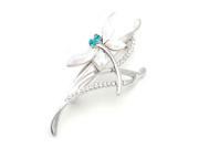 Glamorousky High Quality Dragonfly Brooch with Green and Silver Swarovski Element Crystals