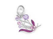 Glamorousky High Quality Gleaming Flower Brooch with Purple and Silver Swarovski Element Crystals