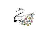 Glamorousky High Quality Elegant Swan Brooch with Multi color Swarovski Element Crystals