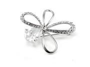 Glamorousky High Quality Elegant Flower Brooch with Silver Swarovski Element Crystal