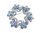 Glamorousky High Quality Elegant Flower Brooch with Blue Swarovski Element Crystal