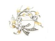 Glamorousky High Quality Elegant Brooch with Silver Swarovski Element Crystal