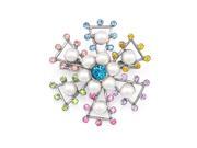 Glamorousky High Quality Snowflake Brooch with Multi color Swarovski Element Crystals and White Fashion Pearl