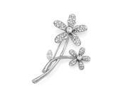 Glamorousky High Quality Twin Flower Brooch with Silver Swarovski Element Crystal