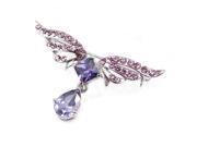 Glamorousky High Quality Elegant Wing Brooch with Purple Swarovski Element Crystal