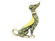 Glamorousky High Quality Elegant Dog Brooch with Green and Yellow Swarovski Element Crystals
