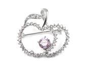 Glamorousky High Quality Elegant Apple Brooch with Silver and Purple Swarovski Element Crystals